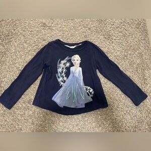 Disney Frozen two Princess Elsa Navy blue Kids long sleeve girls Shirt size 3-4T